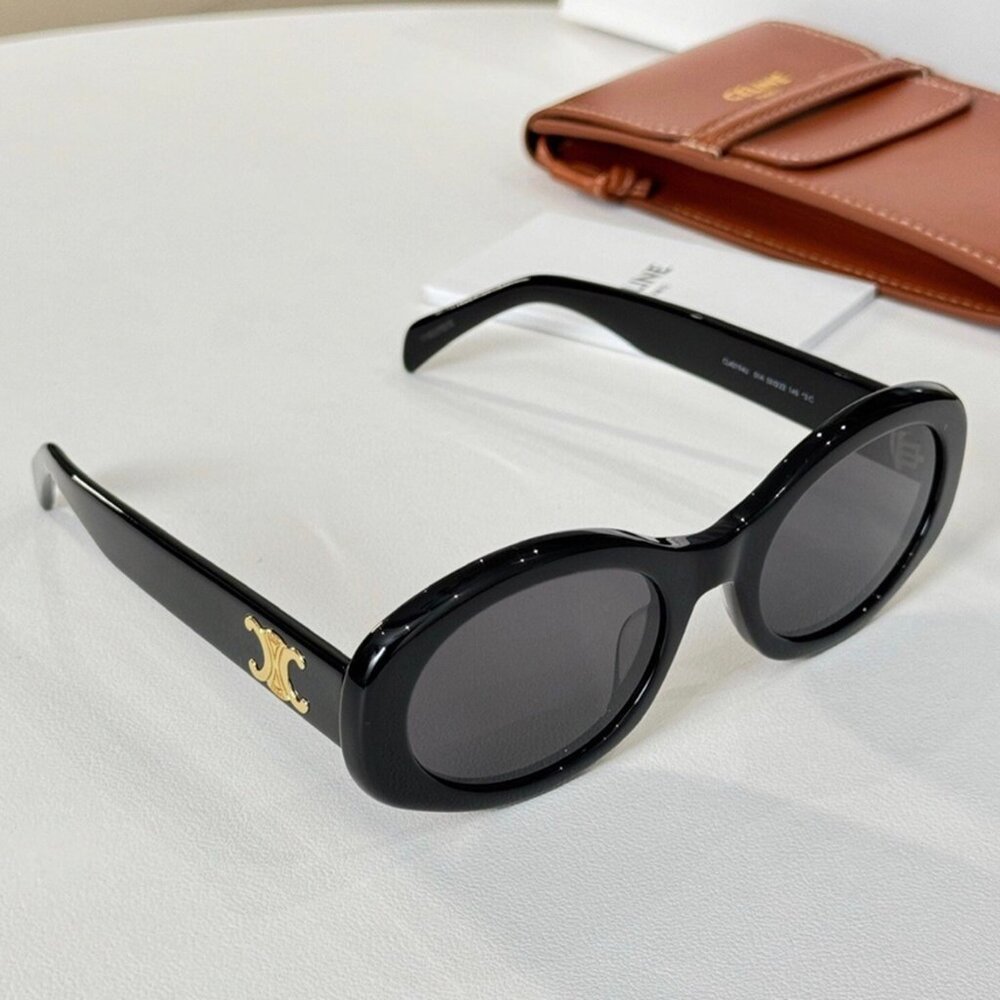 Celine Triomphe Oval Black Sunglasses - Picture 2 of 6